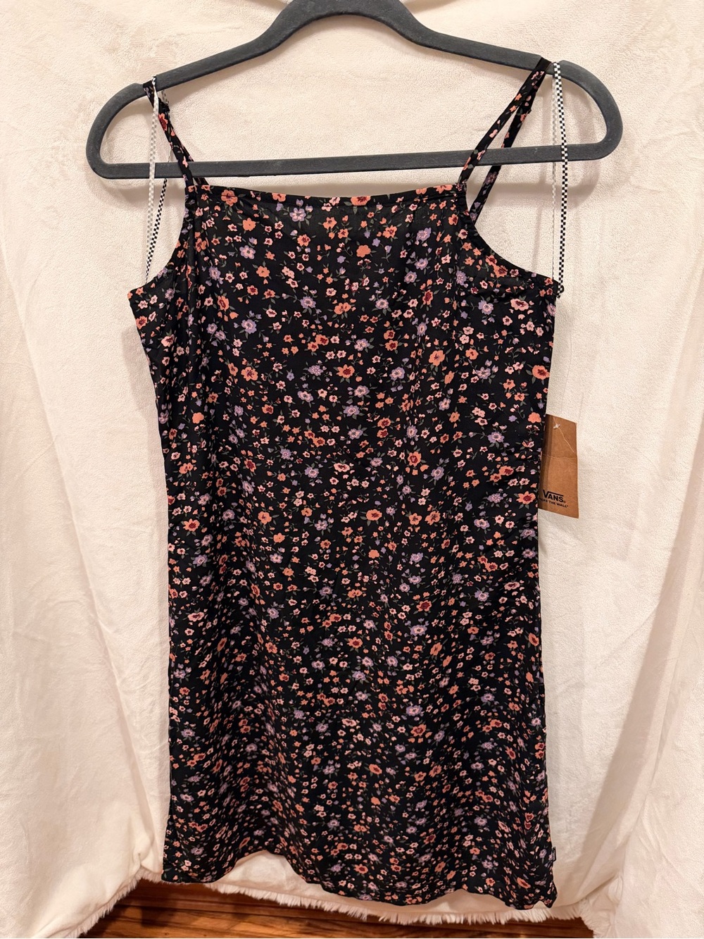 Vans Black Mini Dress with Pink & Lavender Floral Print